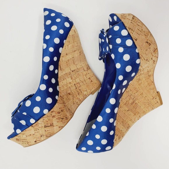 Paris Hilton White Polka Dot Shelly Wedges Sandals - Picture 8 of 10